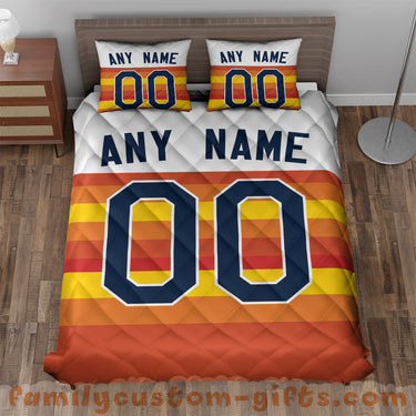 Custom Quilt Sets Houston Jersey Personalized Baseball Premium Quilt Bedding for Boys Girls Men Women
